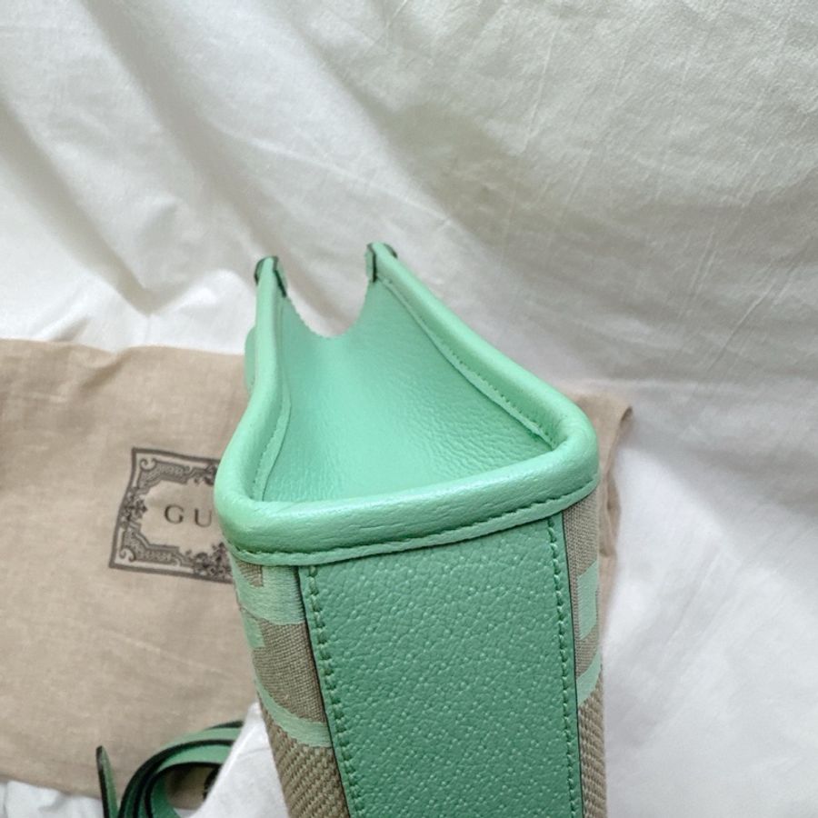 全新Gucci薄荷綠mini帆布手提斜背托特包 Jumbo-9