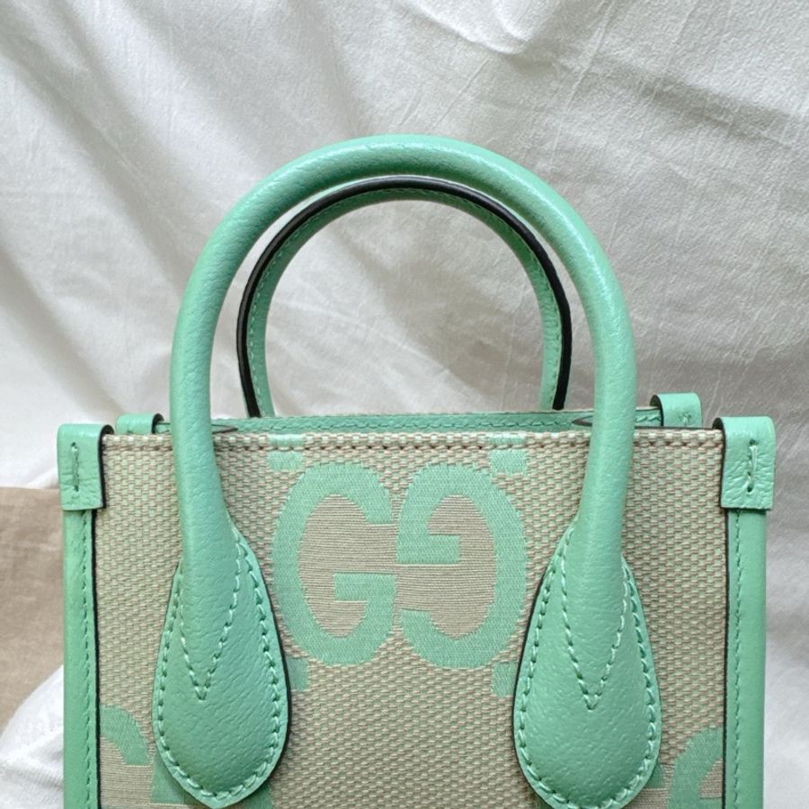 全新Gucci薄荷綠mini帆布手提斜背托特包 Jumbo-17