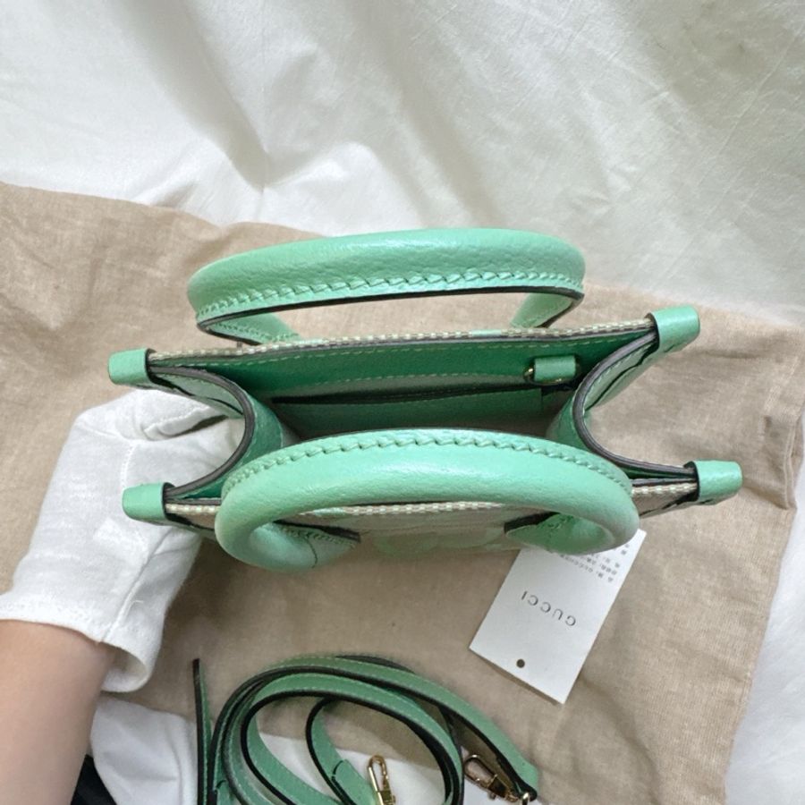 全新Gucci薄荷綠mini帆布手提斜背托特包 Jumbo-18