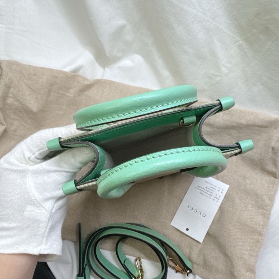 全新Gucci薄荷綠mini帆布手提斜背托特包 Jumbo-19