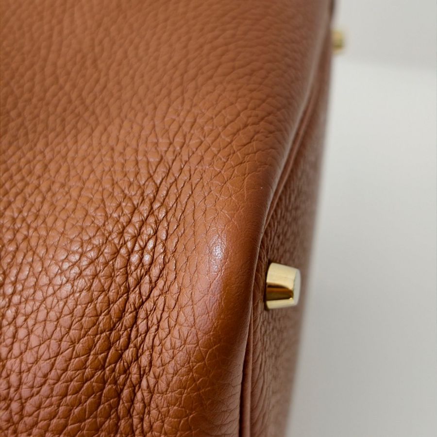 Hermes 愛馬仕 菜籃子18 金棕金扣c stamp-14