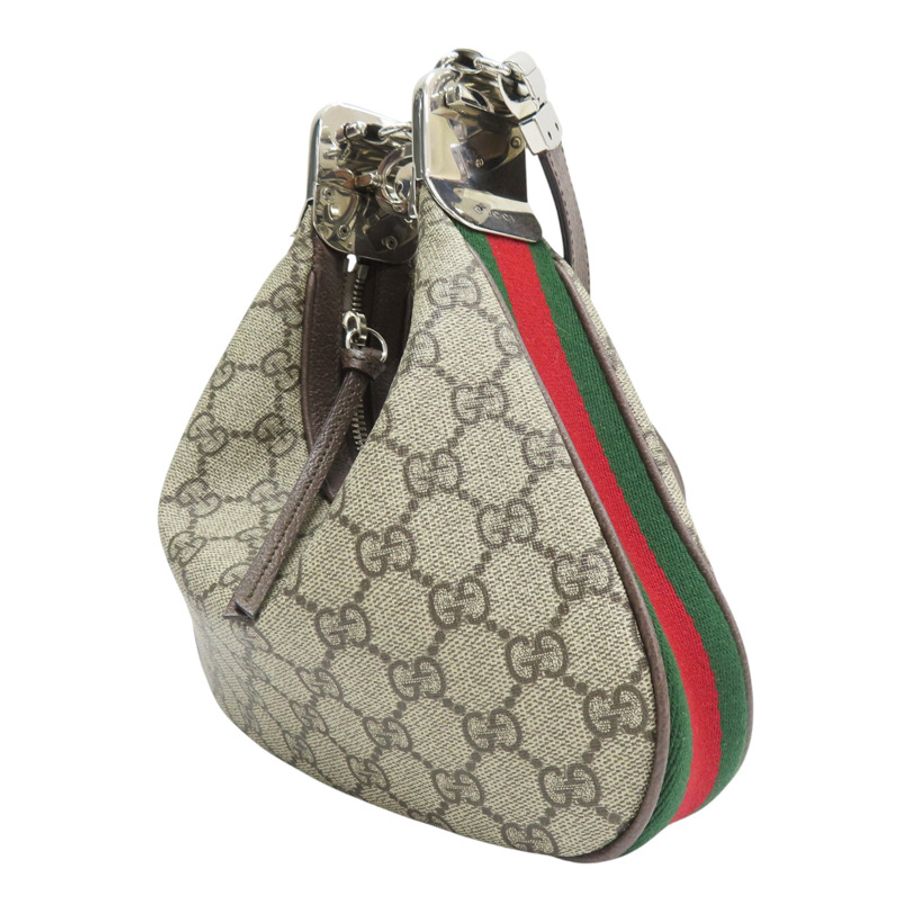 烏木色雙G Supreme帆布Attache肩背【GUCCI 古馳】 699409-2