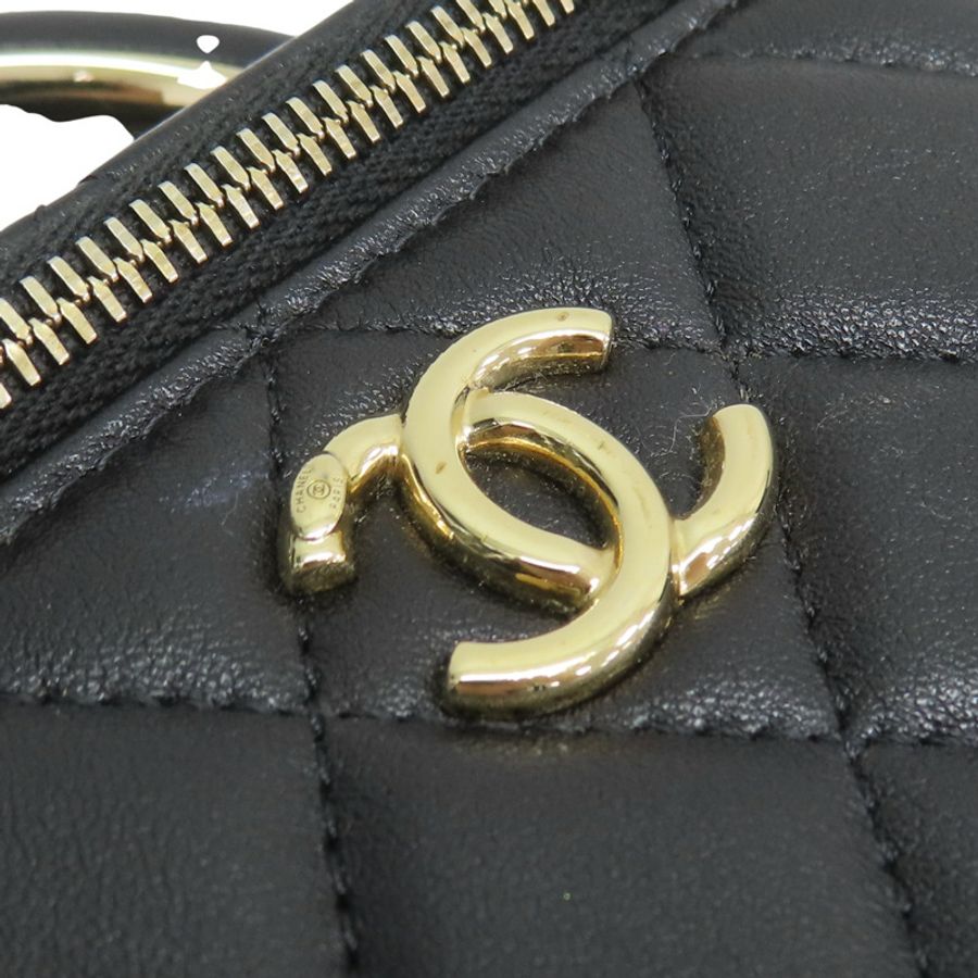 黑色菱形格紋 Top Handle Vanity 化妝箱肩背【CHANEL 香奈兒】-9