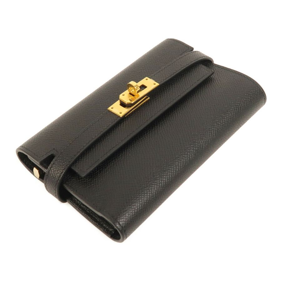 HERMES Epsom皮革Kelly Compact Wallet金扣錢包-2