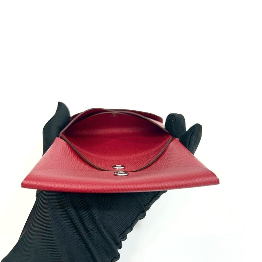 HERMES 5X辣椒紅Calvi Duo卡包H083035-6