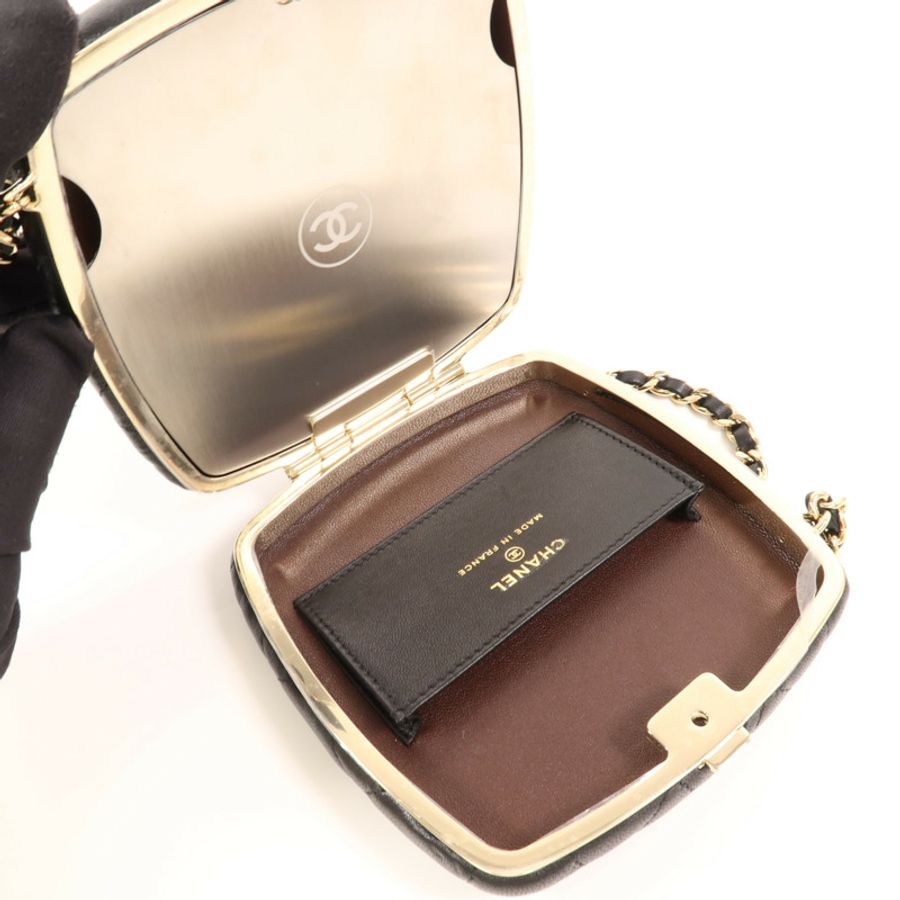 CHANEL 羊皮皮革Chain Shoulder金扣鏈帶肩背袋-4