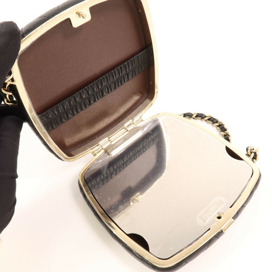 CHANEL 羊皮皮革Chain Shoulder金扣鏈帶肩背袋-5