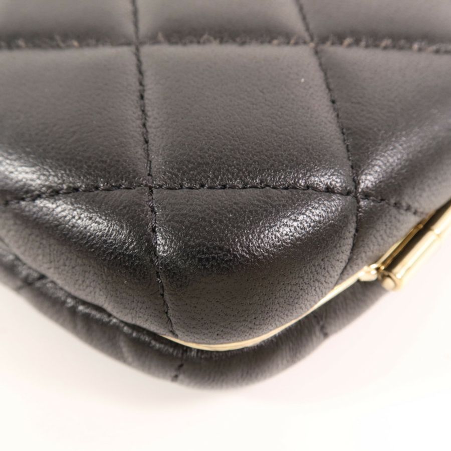 CHANEL 羊皮皮革Chain Shoulder金扣鏈帶肩背袋-11
