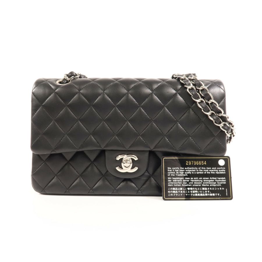 CHANEL 羊皮皮革Classic 25銀扣鏈帶肩背袋-9