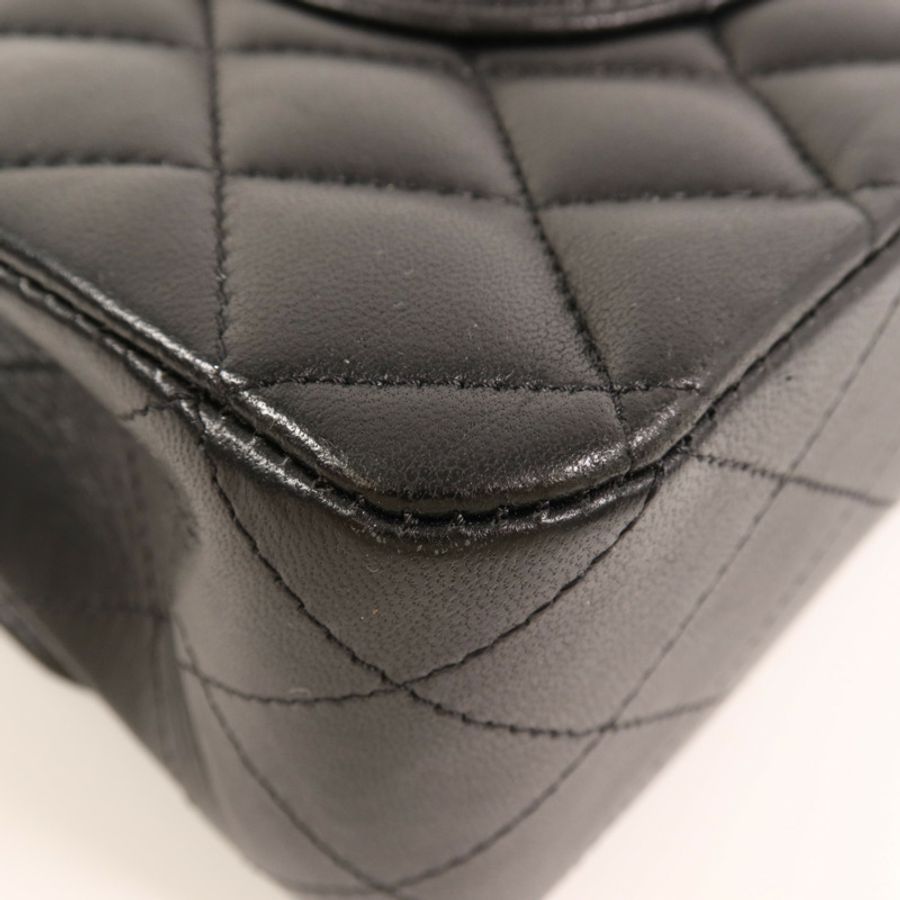 CHANEL 羊皮皮革Classic 25銀扣鏈帶肩背袋-13