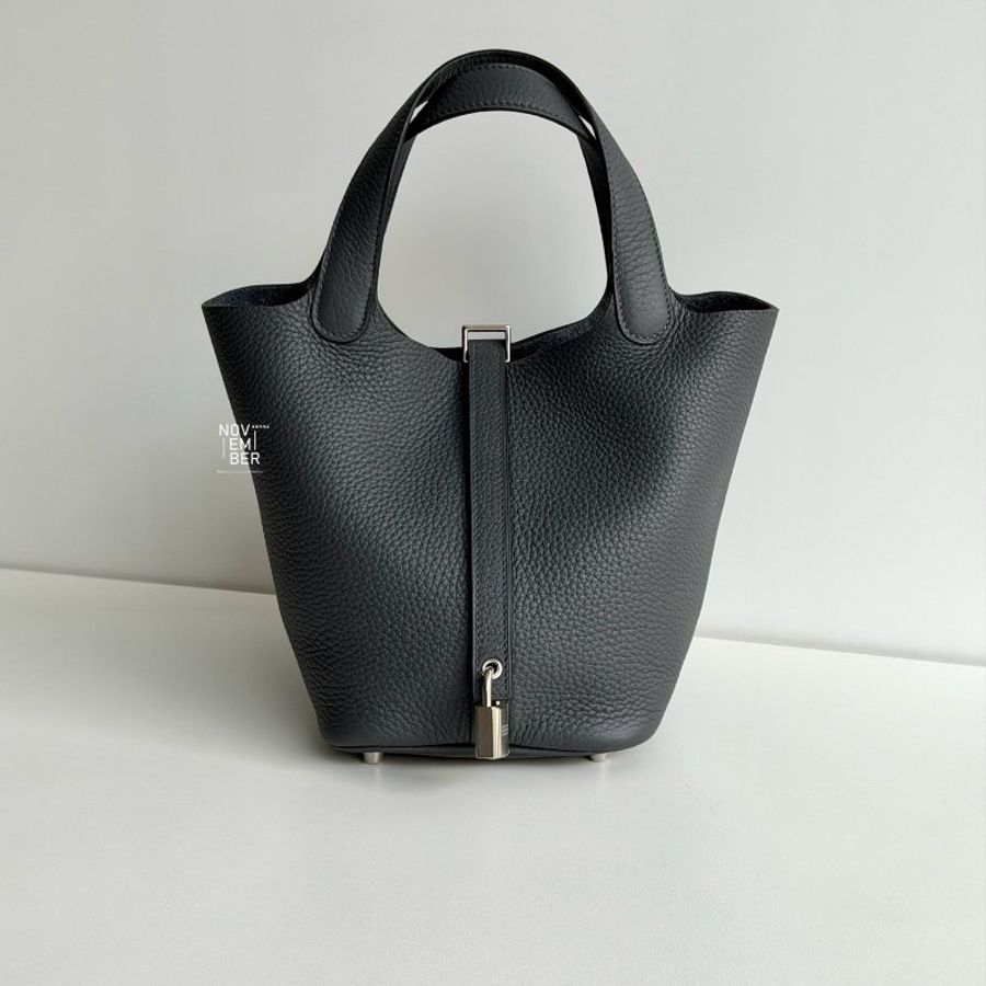 99新🆕 Hermès 愛馬仕 Picotin18 石板灰銀釦-0