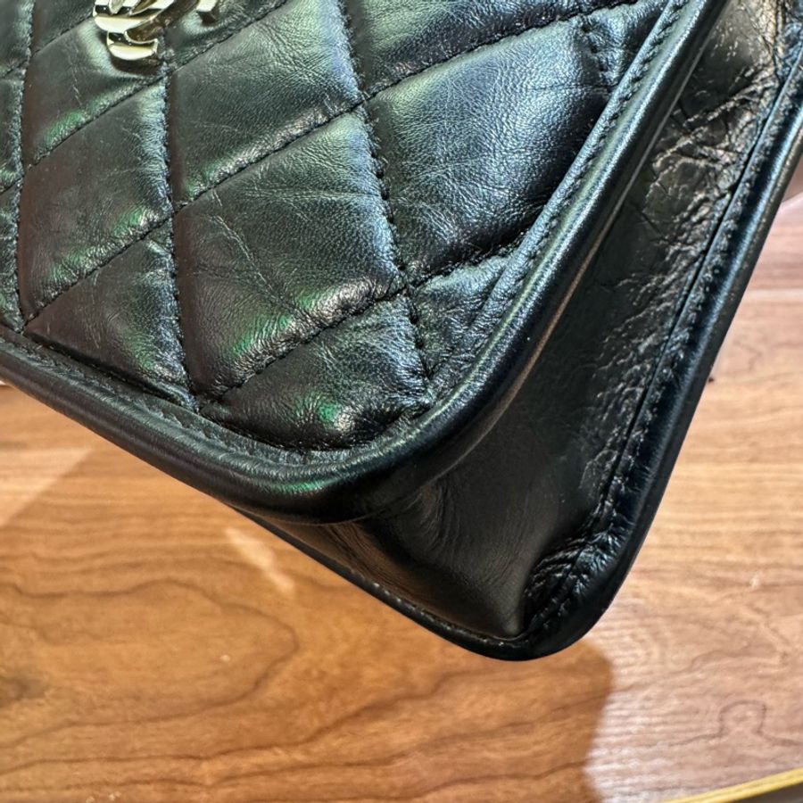 Chanel/香奈兒油蠟皮20P限量款徽章系列限量款2way托特琴譜包-2