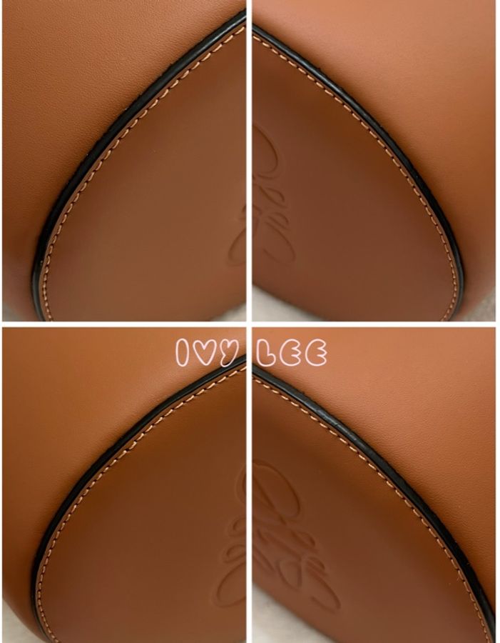 LOEWE 羅威 BALLOON 烙印LOGO帆布拼接小牛皮抽繩束口 斜背包 手提包 水桶包 咖啡 米色 正品 二手精品-19