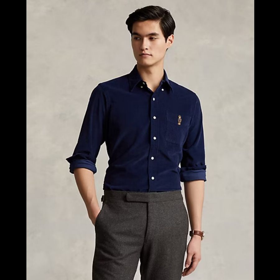Polo Ralph Lauren Polo Bear 深藍 燈芯絨 小熊 襯衫 男M-2