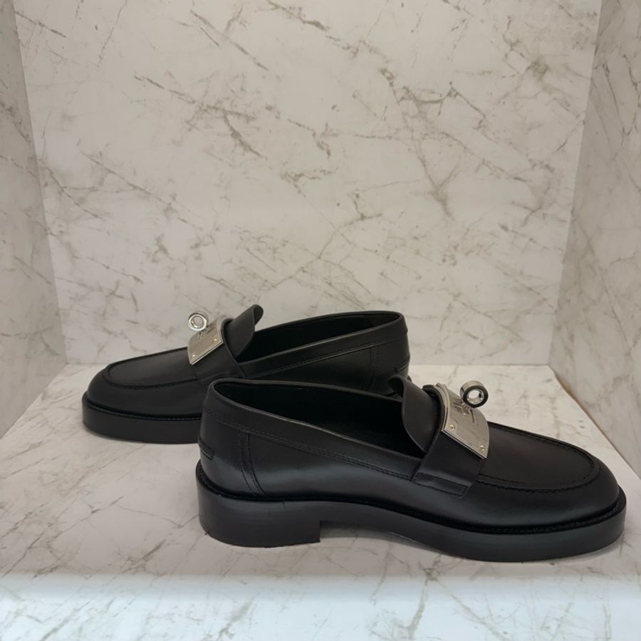 HERMES 黑銀KELLY瑪莉珍鞋 _ 37-4