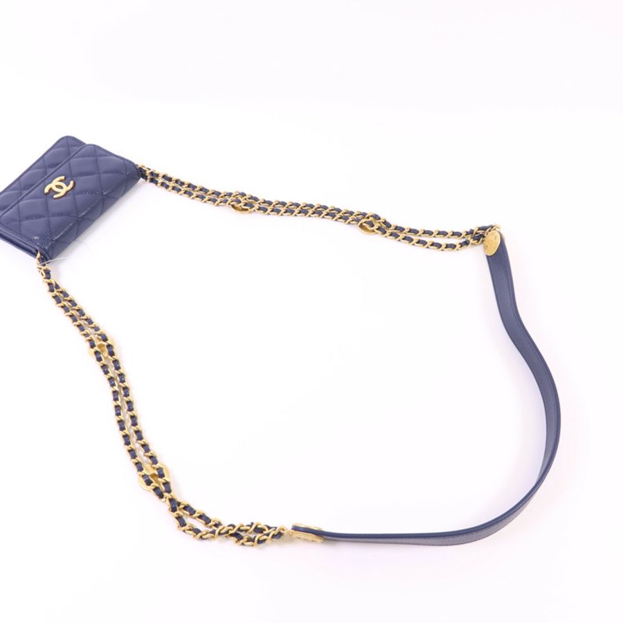 CHANEL 牛皮皮革Chain Shoulder Bag金扣鏈帶肩背袋-4