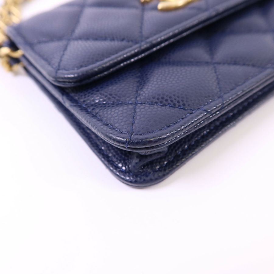 CHANEL 牛皮皮革Chain Shoulder Bag金扣鏈帶肩背袋-14