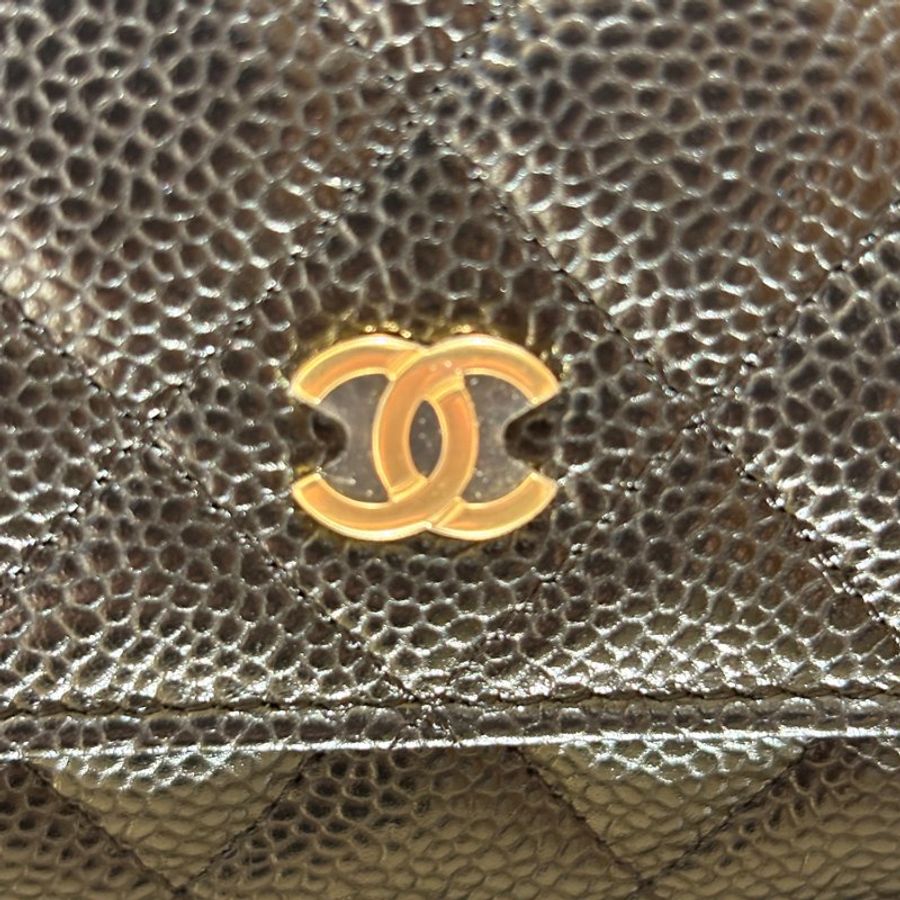 【現貨｜快速出貨】Chanel WOC 黑金 魚子醬皮革｜經典菱格鏈帶斜背包｜小香鏈條錢包｜2024年極新-11