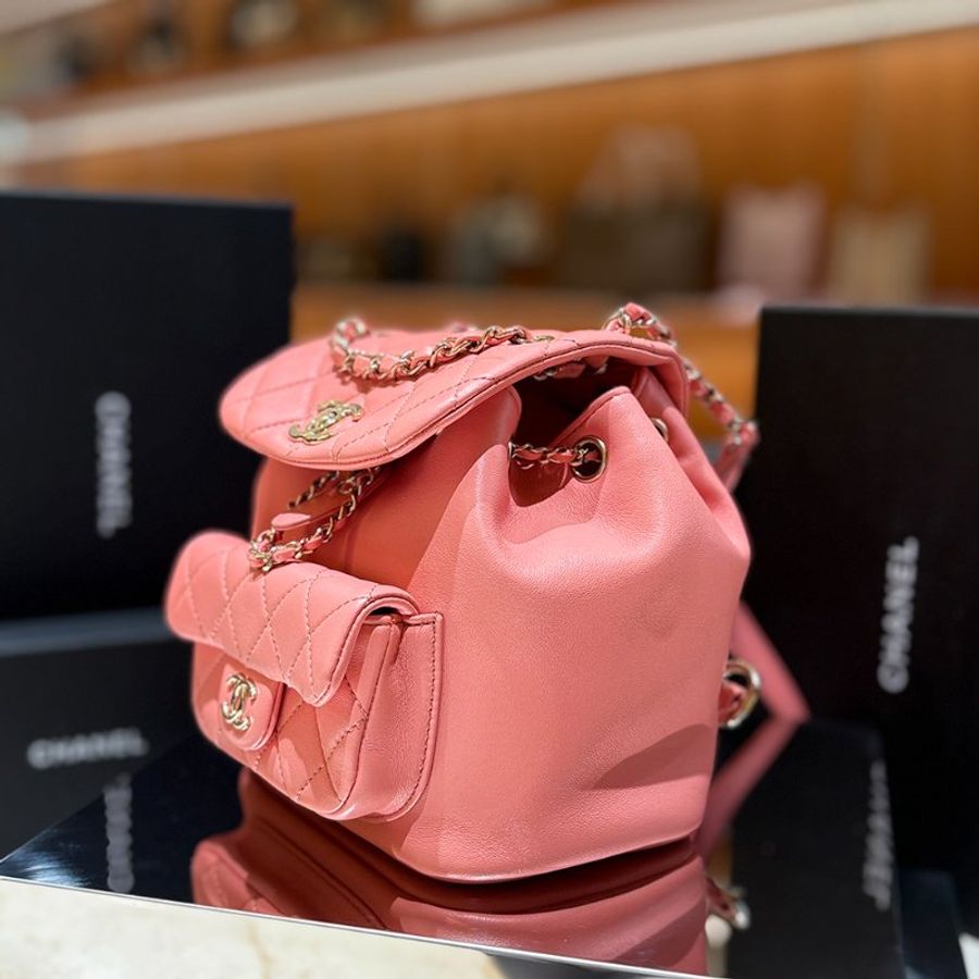 Chanel 香奈兒Duma 小號 雙背包｜經典粉 × 金釦 晶片款｜-3