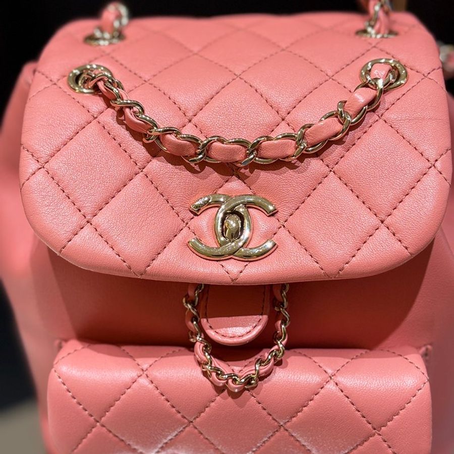 Chanel 香奈兒Duma 小號 雙背包｜經典粉 × 金釦 晶片款｜-5