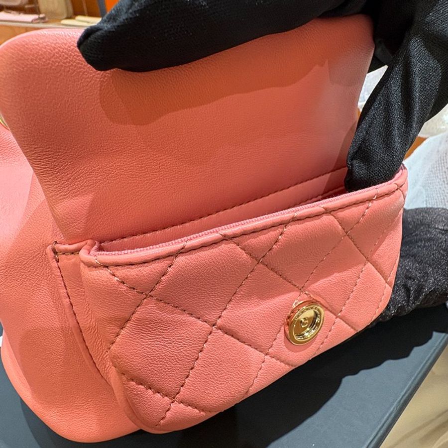 Chanel 香奈兒Duma 小號 雙背包｜經典粉 × 金釦 晶片款｜-26