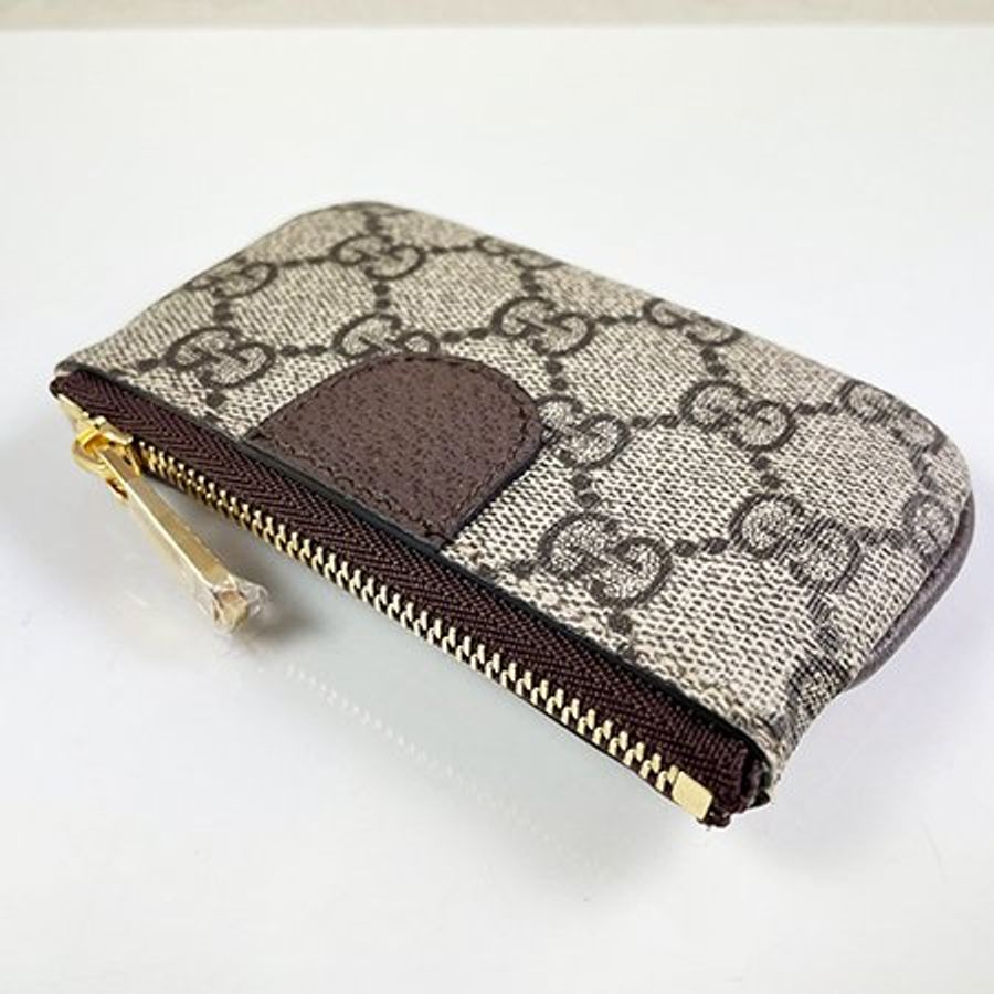 *奢華大道國際精品*【G1809】GUCCI 咖啡色PVC綠紅綠 Ophidia 鑰匙/零錢包 671722-3