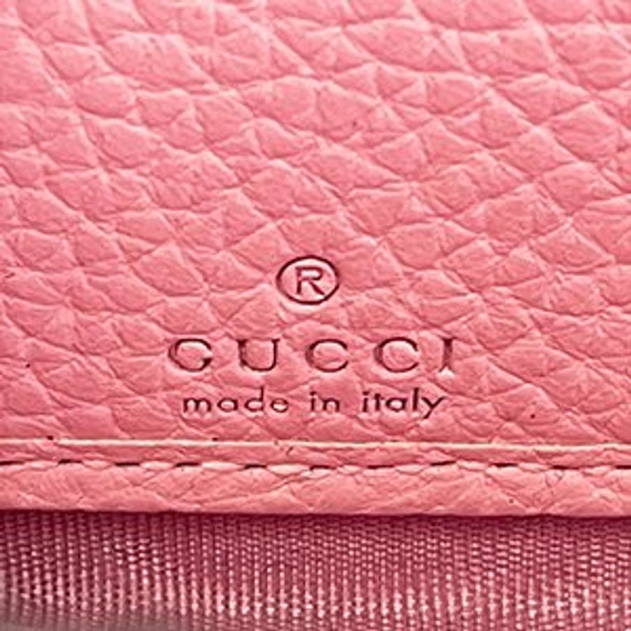 *奢華大道國際精品＊【G1810】GUCCI 粉色牛皮竹節ㄇ字拉鍊長夾 739499-7