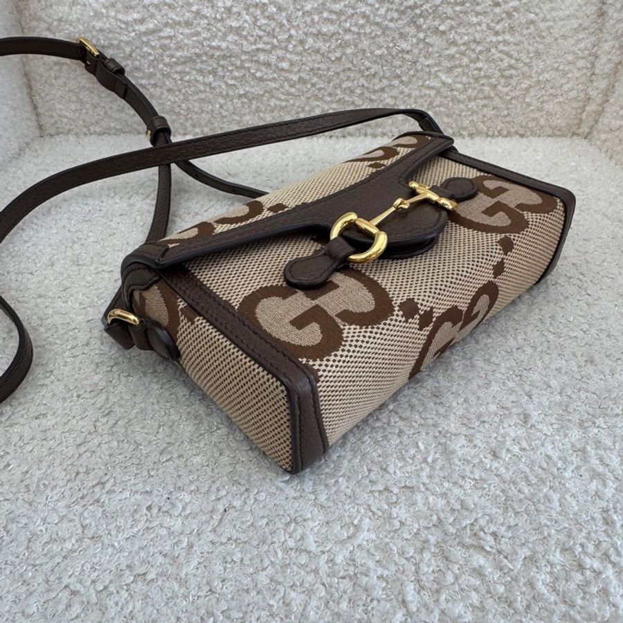 Gucci横版手機包 大logo焦糖老花1955 98新配件塵袋-4
