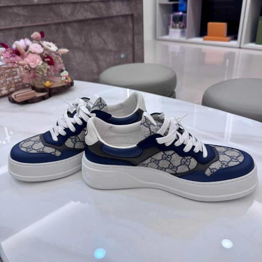 *SHIHNA名牌精品* Gucci GG Supreme帆布拼接 藍色板鞋 7 僅試穿-2