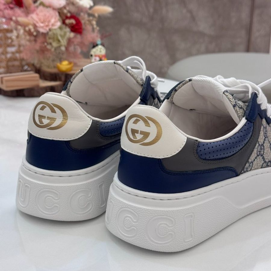 *SHIHNA名牌精品* Gucci GG Supreme帆布拼接 藍色板鞋 7 僅試穿-4