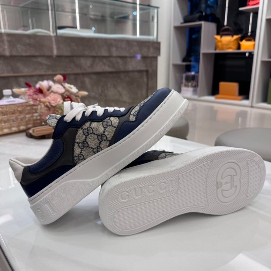 *SHIHNA名牌精品* Gucci GG Supreme帆布拼接 藍色板鞋 7 僅試穿-5