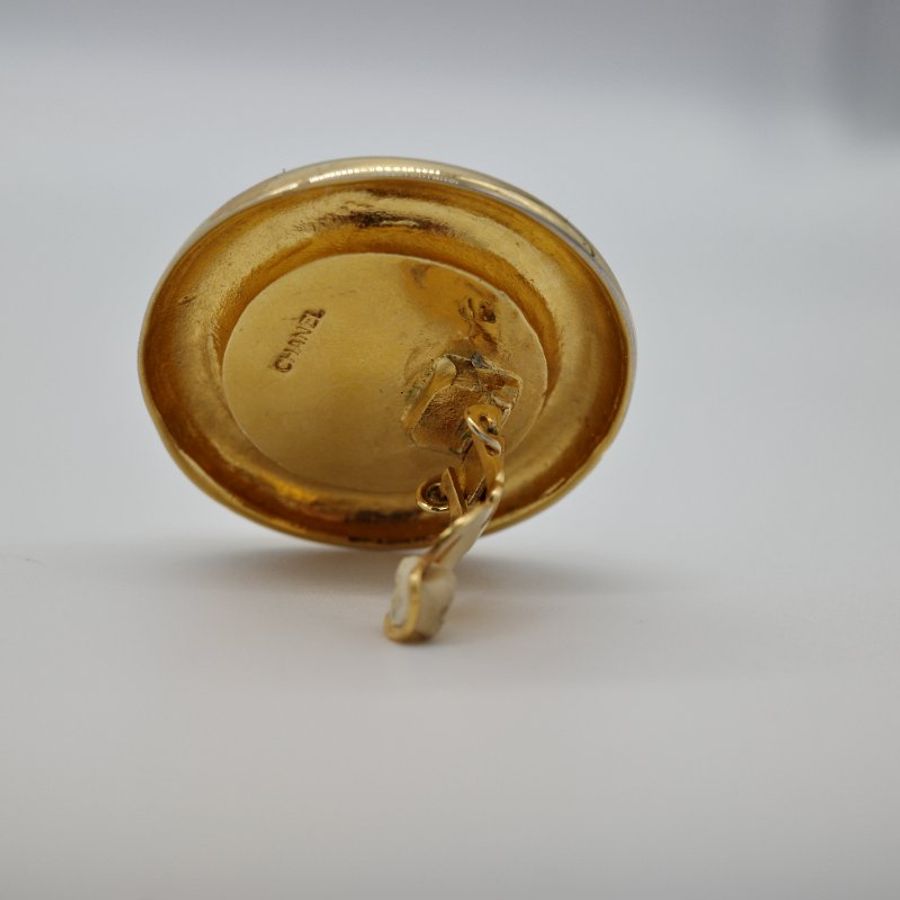 Chanel 香奈兒 金色 刻印 logo 復古 耳夾-3