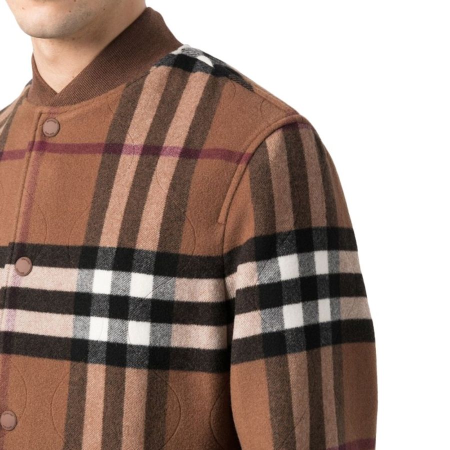 Burberry Quilted Check Wool Blend Bomber Jacket for Men in Dark Birch Brown - 8071378-Dark_Birch_Brown ( Size: 48 / 52 / 54 )-2