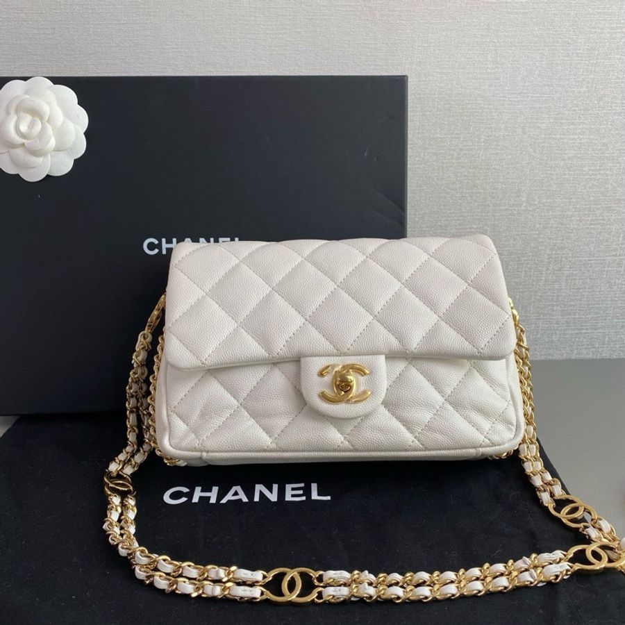 ✨Chanel 白金 荔枝皮 雙鏈條包 晶片款 98新🤍-2