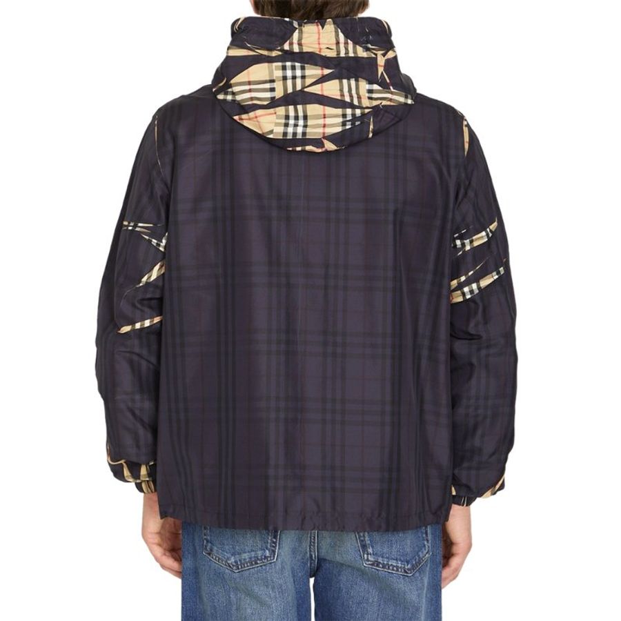 Burberry Sliced Check Hooded Jacket for Men in Black - 8071655-Black ( Size: S )-1