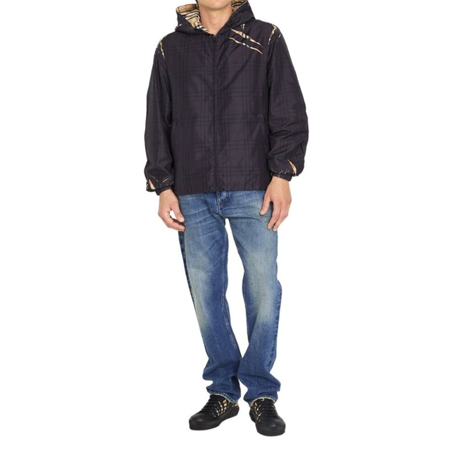 Burberry Sliced Check Hooded Jacket for Men in Black - 8071655-Black ( Size: S )-4