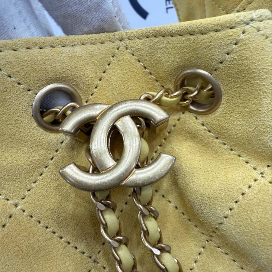 Chanel 25bag mini 黃麂皮 全新-11
