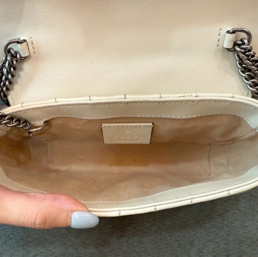 二手正品 Gucci marmont super Mini 16cm 翻蓋鏈包 白色-32