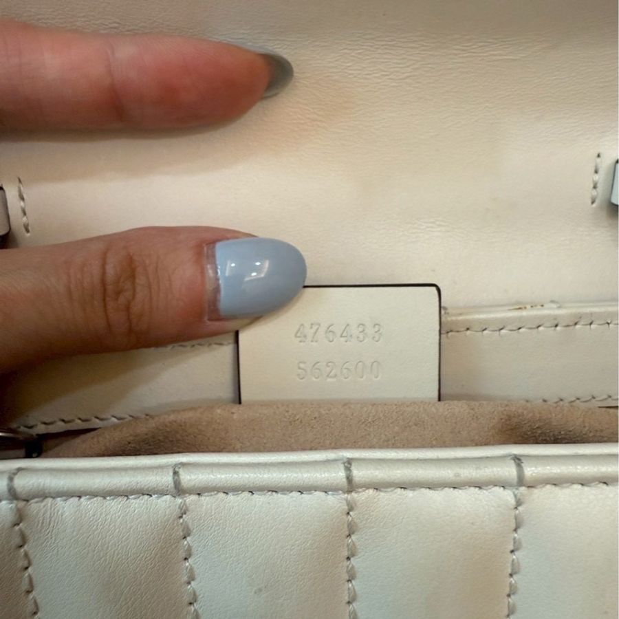 二手正品 Gucci marmont super Mini 16cm 翻蓋鏈包 白色-5