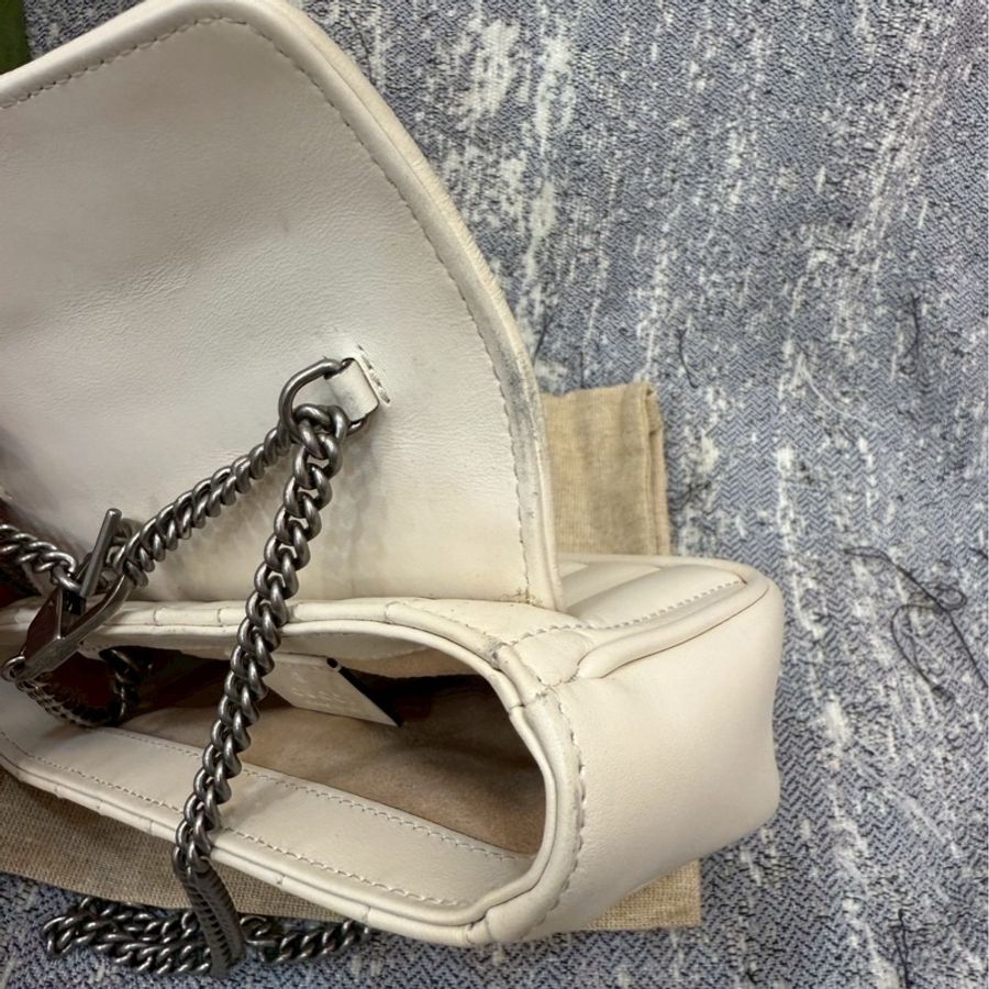 二手正品 Gucci marmont super Mini 16cm 翻蓋鏈包 白色-28