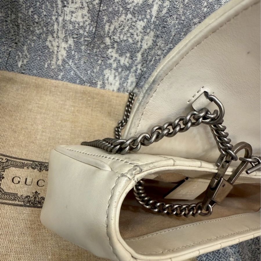 二手正品 Gucci marmont super Mini 16cm 翻蓋鏈包 白色-29
