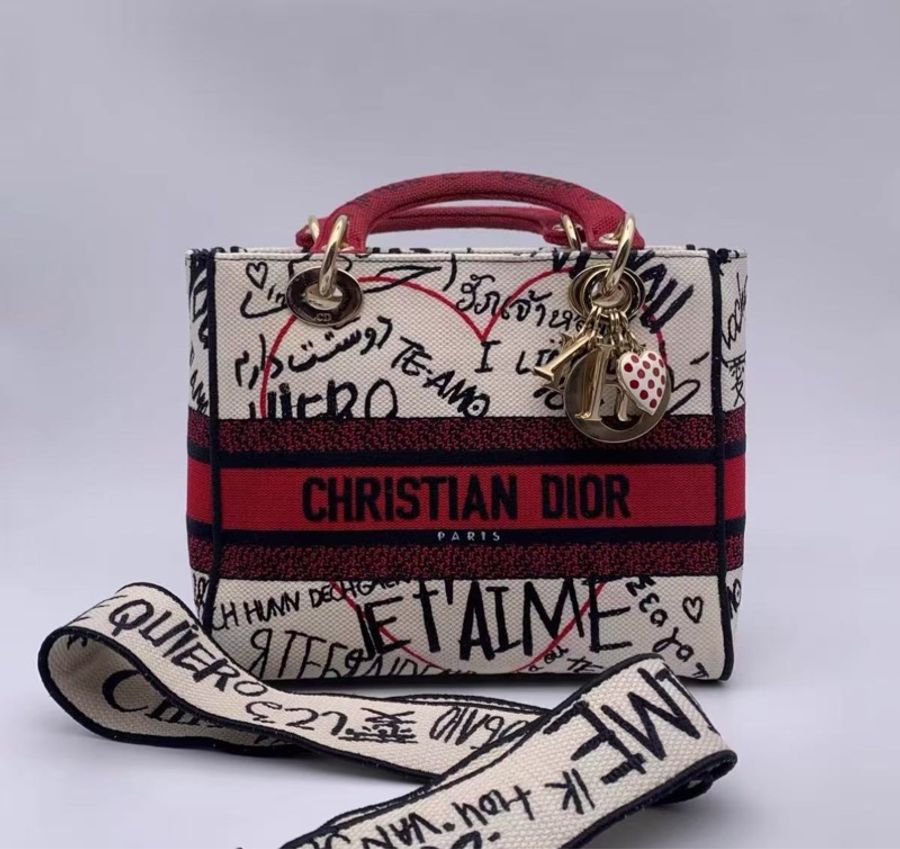 DIOR 黛妃七夕限定帆布手提肩背斜背包 9新配件塵袋購證-0