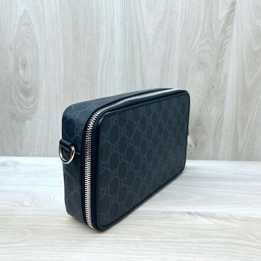 Gucci 💼西裝控必看✨黑灰老花斜背包792456-4