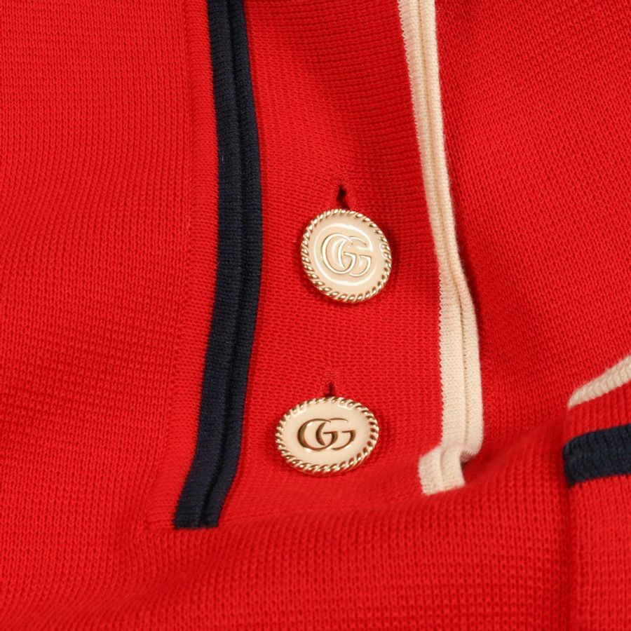 GUCCI 紅色 Polo 洋裝 #S 短袖棉絲混紡 二手女裝-9