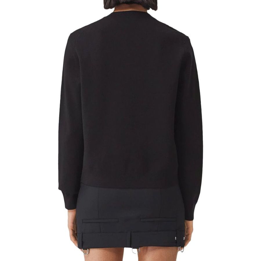 Burberry Horseferry Square Wool Blend Jacquard Sweater for Women in Black - 8052414-Black ( Size: S / M / L  )-3