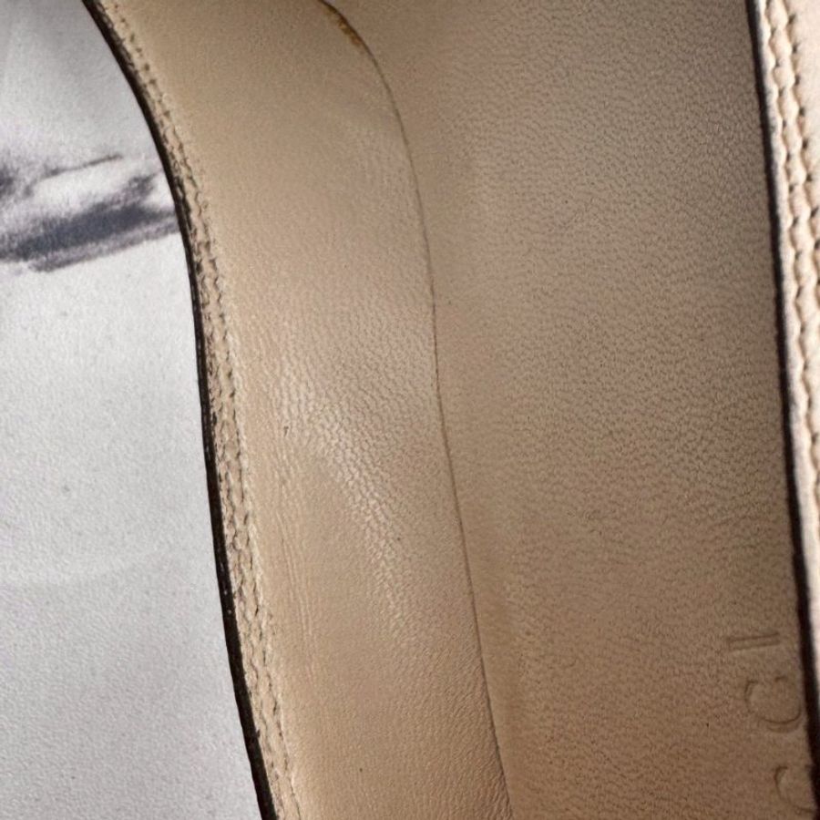 Gucci米白色拼黑色高跟鞋-21