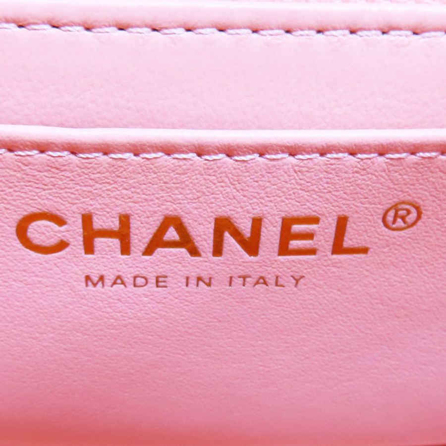 橘色 菱格紋 羊皮 Coco17 金球 鏈帶肩背包 金釦【CHANEL 香奈兒】 A35200-6