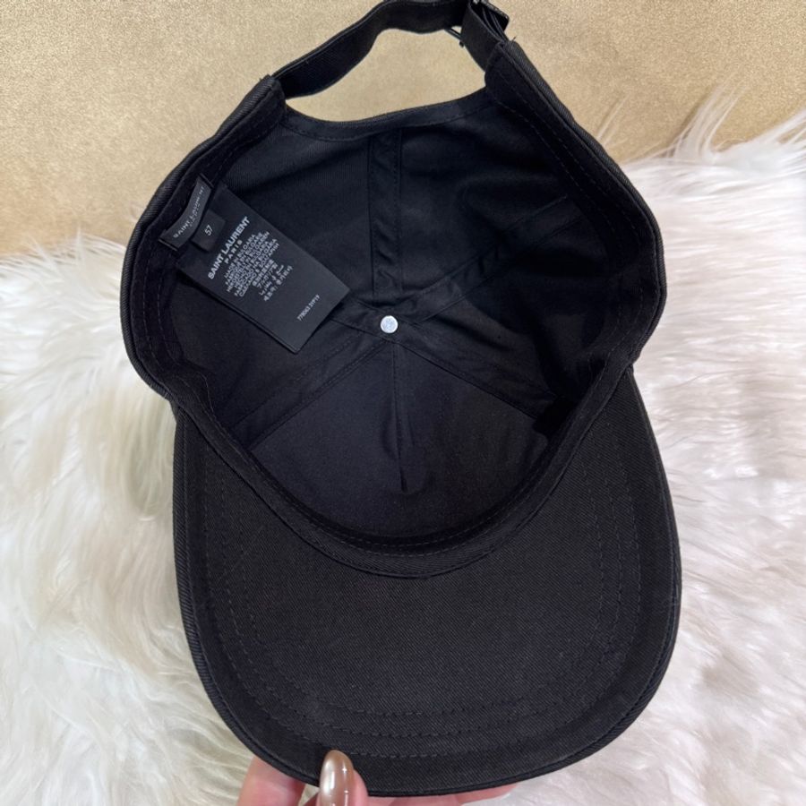 YSL 黑刺繡棒球帽 鴨舌帽 近全新-6