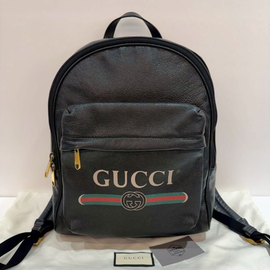 GUCCI 經典圖騰後背包/雙肩包  全皮輕量  9成新-1