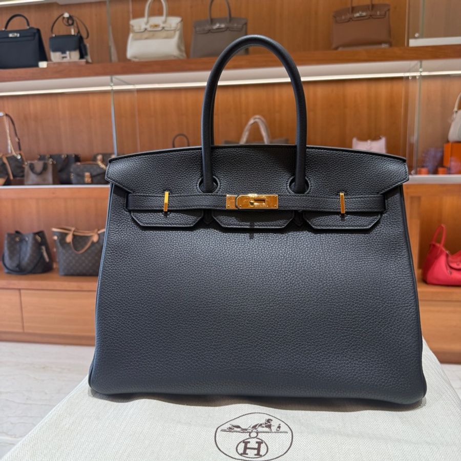 Hermes Birkin 35cm TOGO 愛馬仕鉑金包 框R刻 黑色/金扣-0
